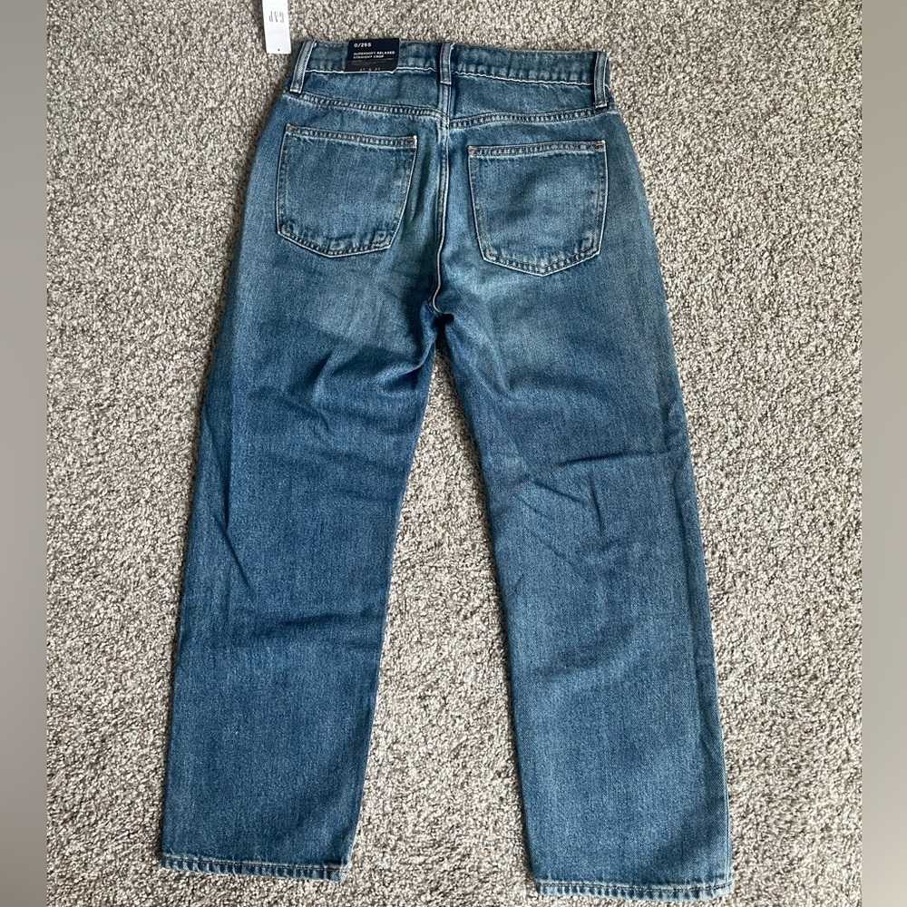 GAP Denim Supersoft Relaxed Straight Crop Jeans‎ Medium Wash 25/0 Short - Picture 6 of 6
